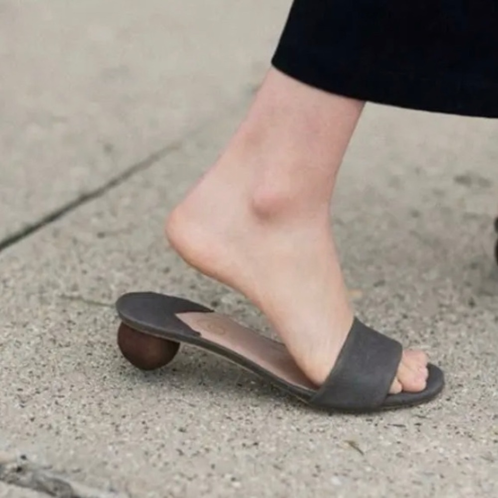 BROTHER VELLIES leather wooden sphere heel slides size 9